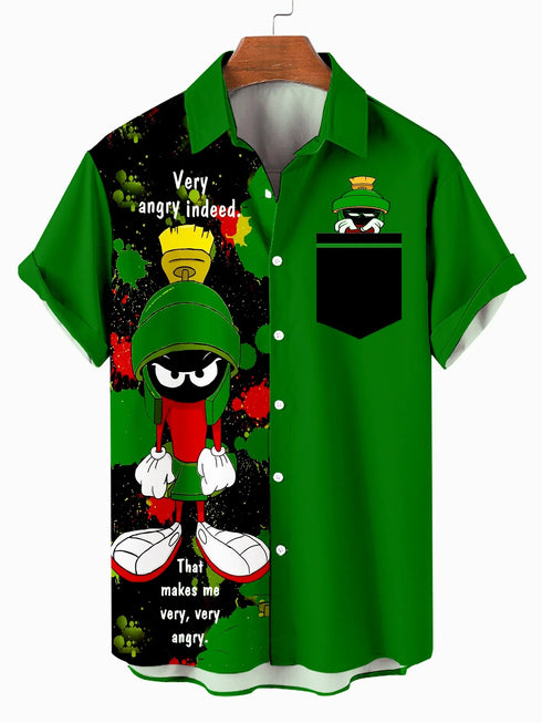 Men's Christmas Cartoon Funny Graphic Short Sleeve Hawaiian Shirt